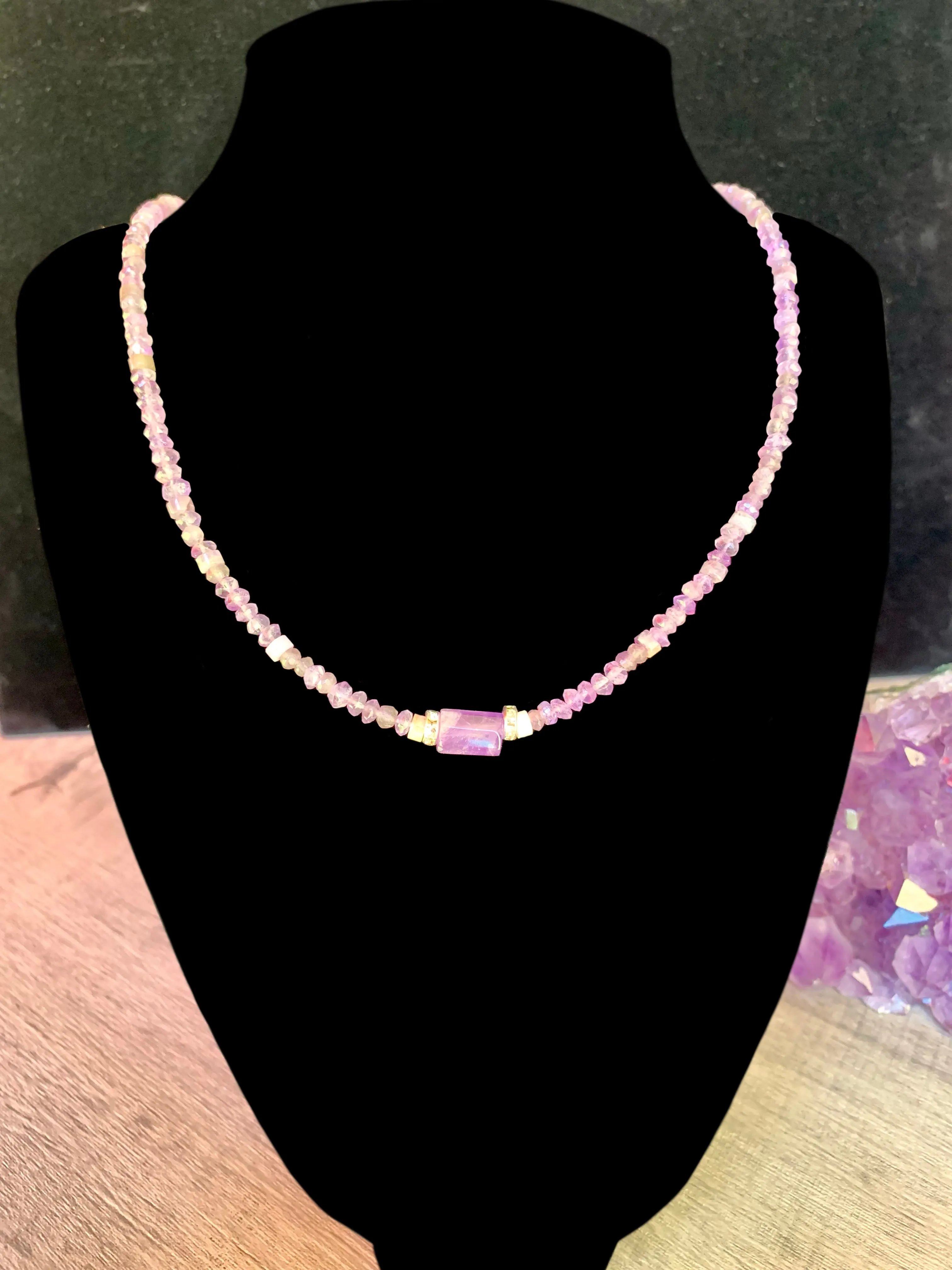 Allison Handmade Amethyst 19" Necklace/ Choker