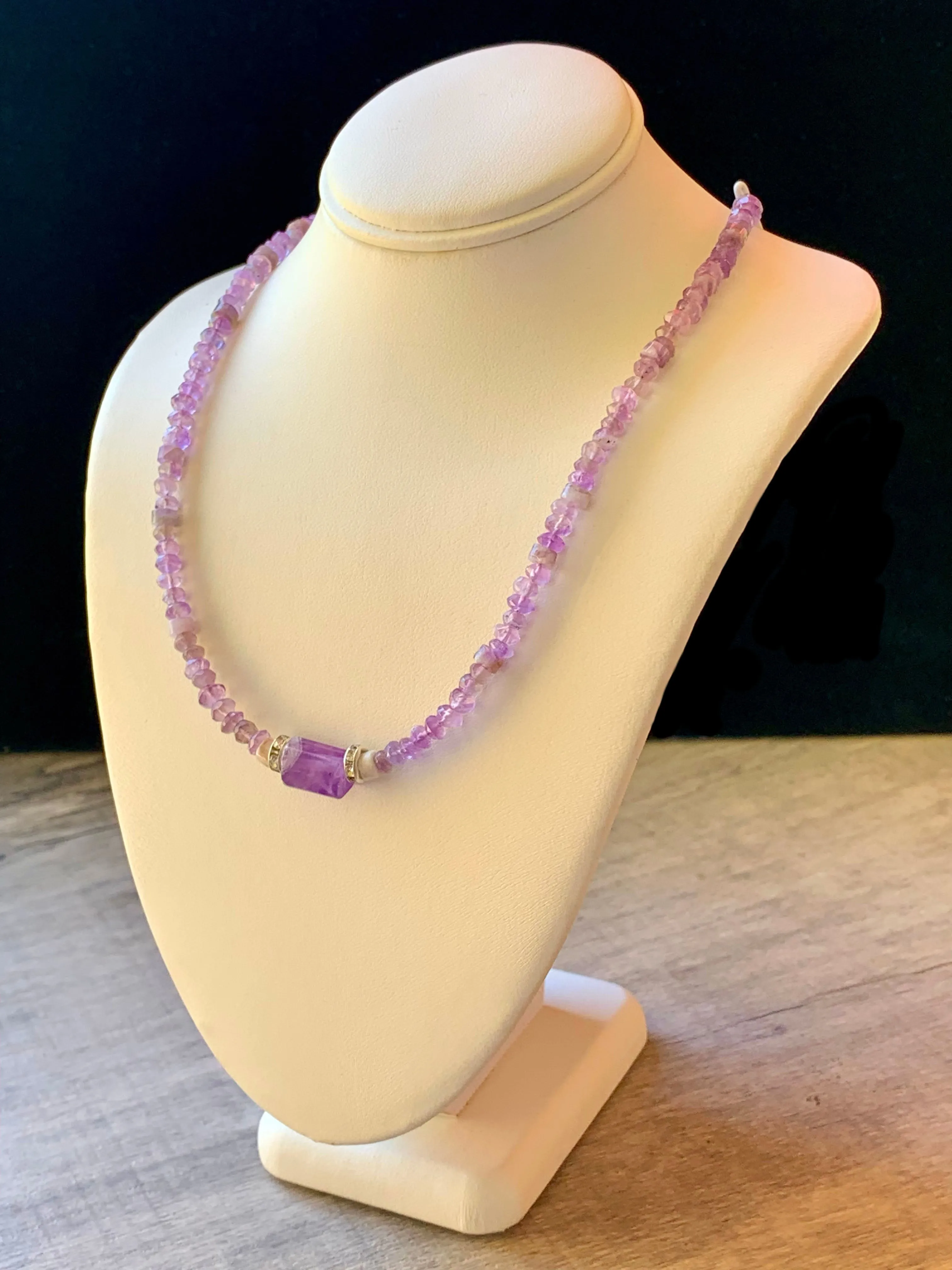 Allison Handmade Amethyst 19" Necklace/ Choker