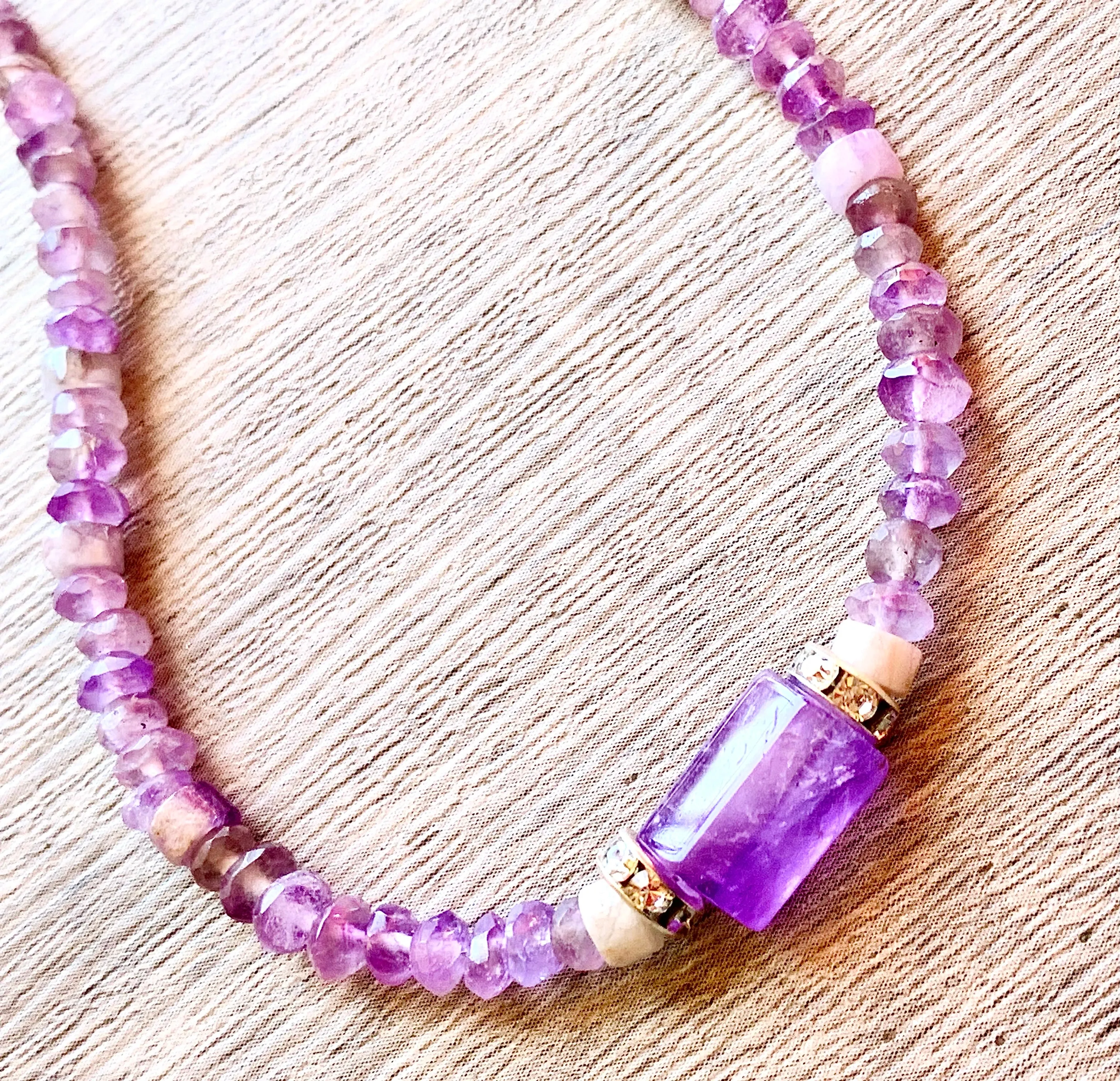 Allison Handmade Amethyst 19" Necklace/ Choker