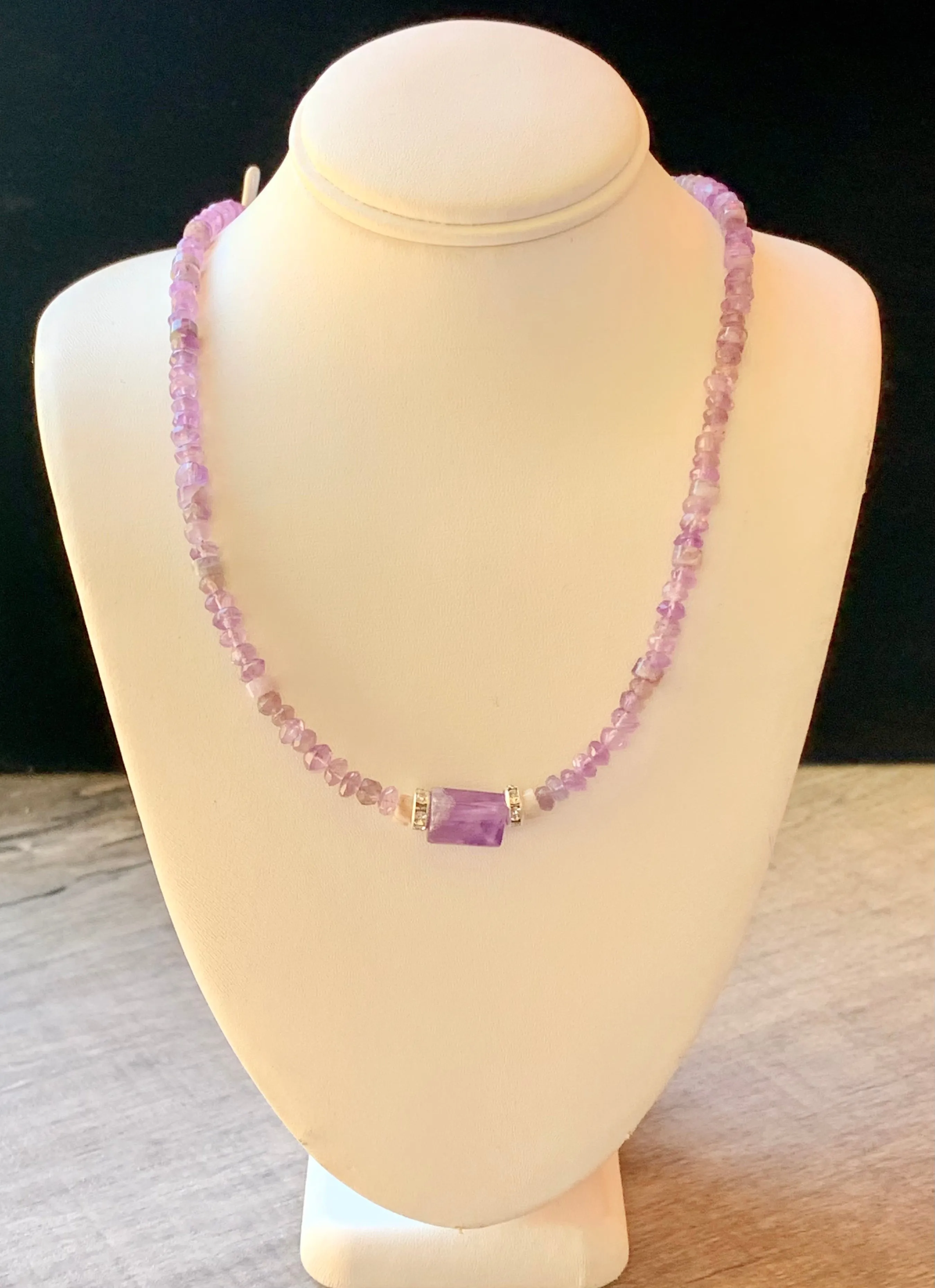 Allison Handmade Amethyst 19" Necklace/ Choker