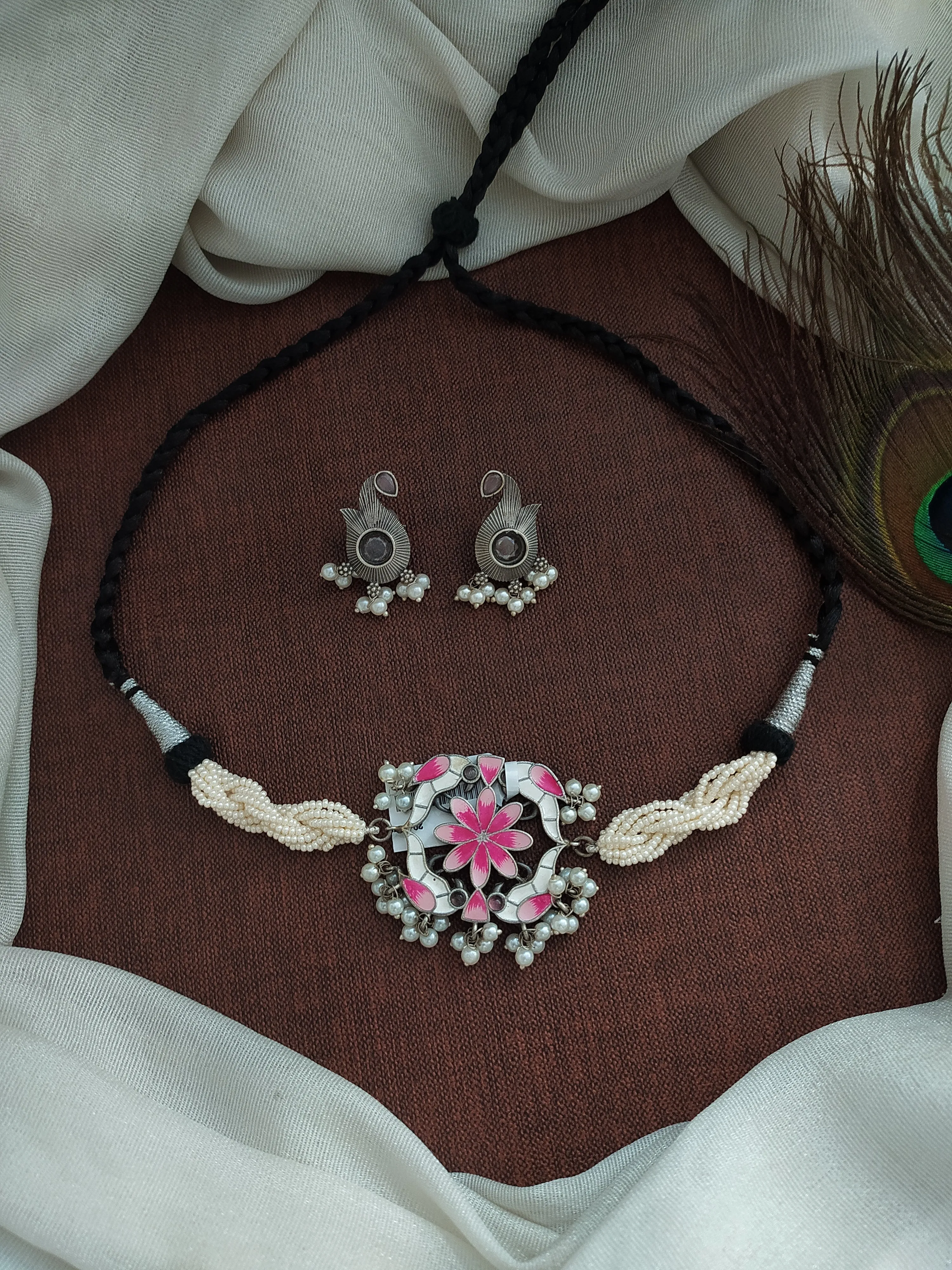 Amazing Oxidised Kundan & Pearl Choker Set for Women