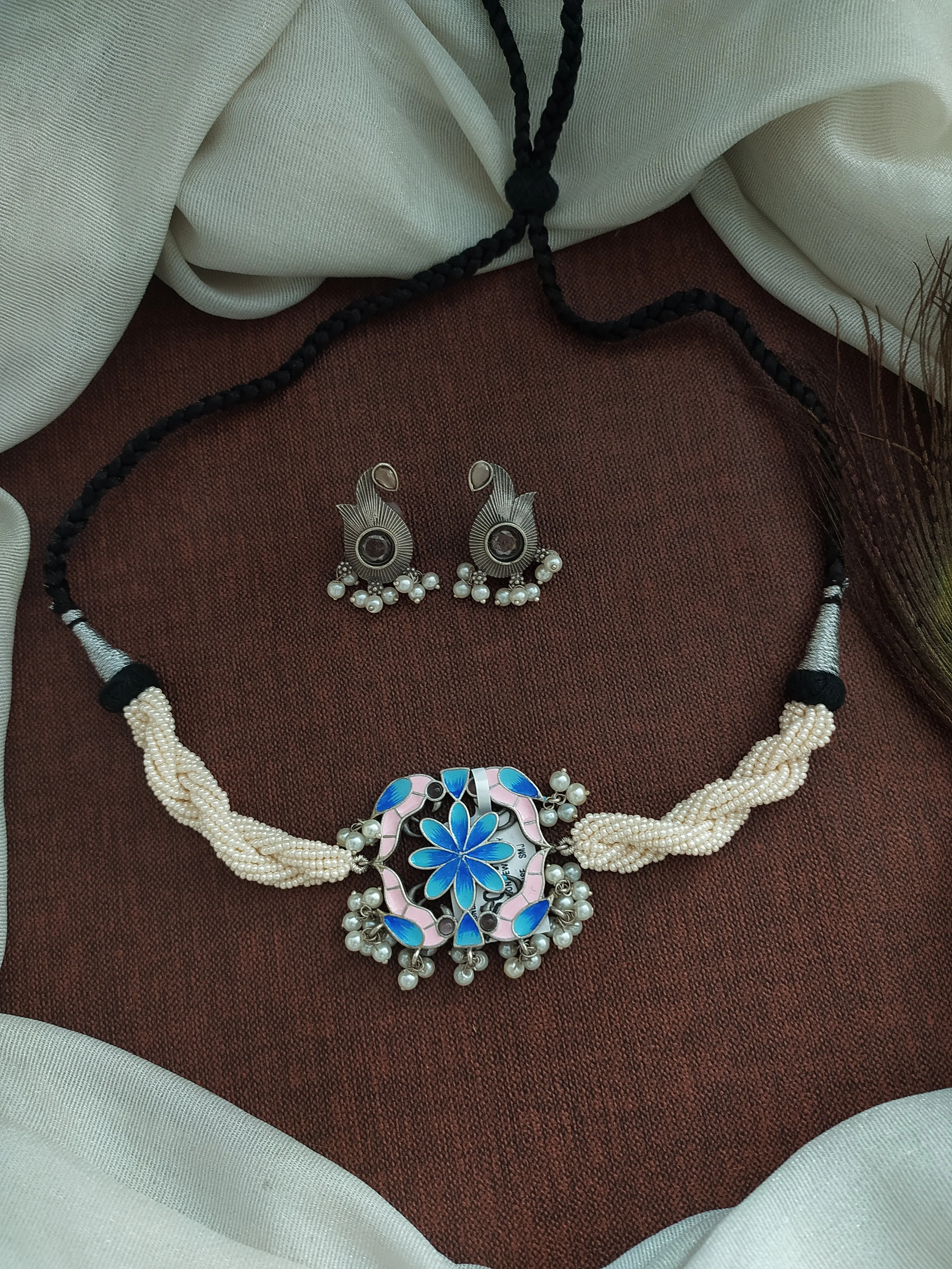 Amazing Oxidised Kundan & Pearl Choker Set for Women