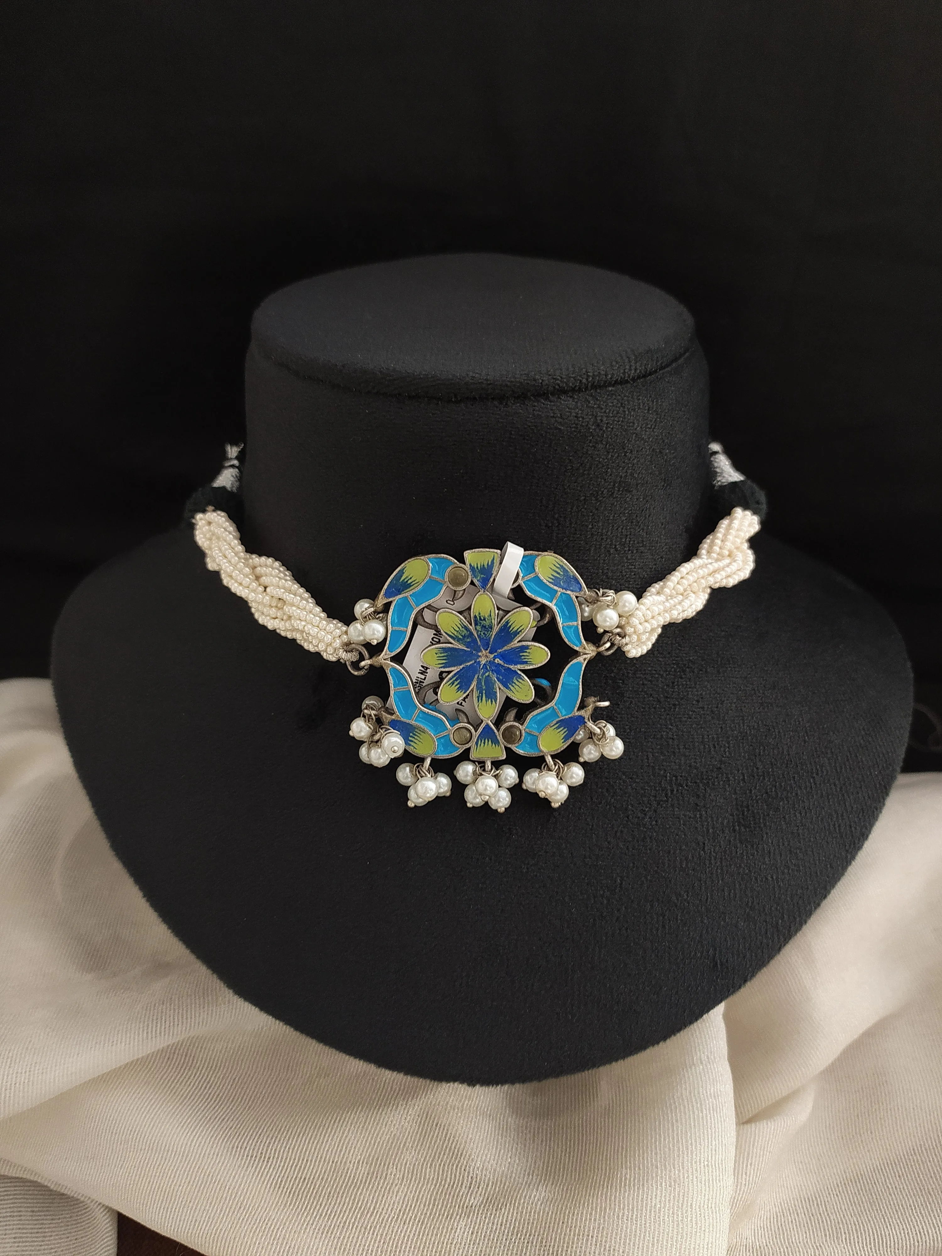 Amazing Oxidised Kundan & Pearl Choker Set for Women