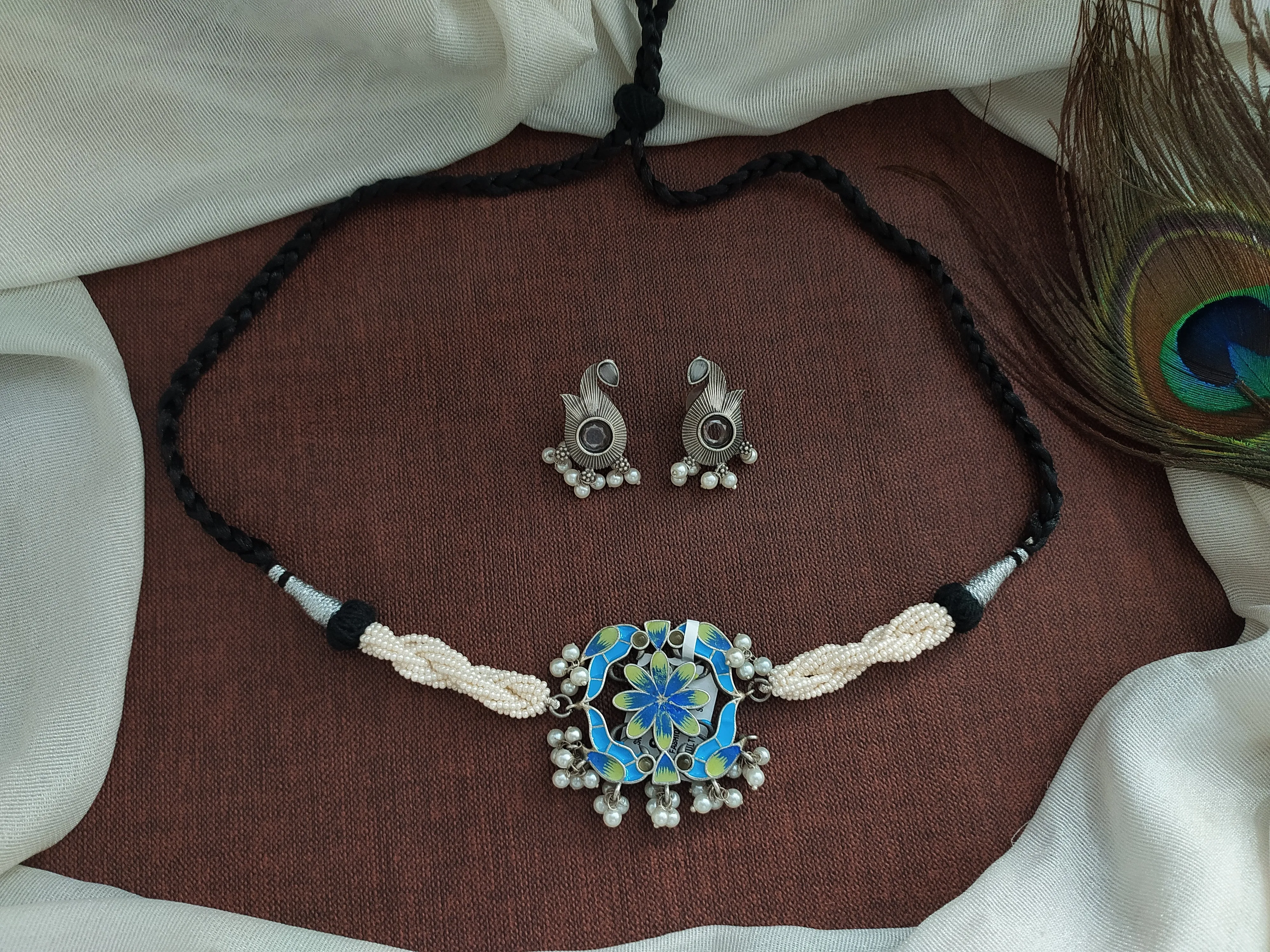 Amazing Oxidised Kundan & Pearl Choker Set for Women
