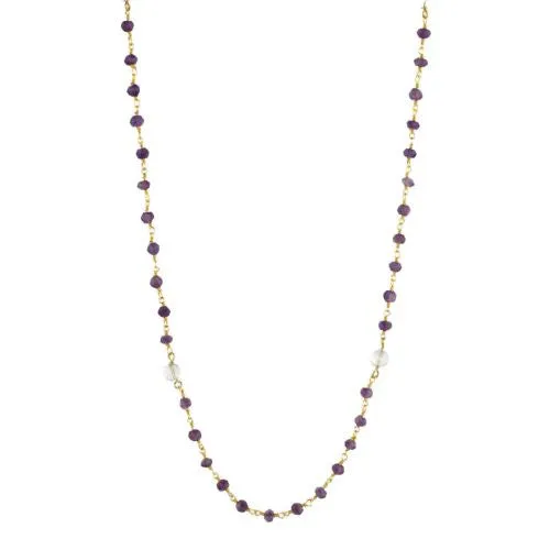 Amethyst and Crystal Counter Bead Necklace