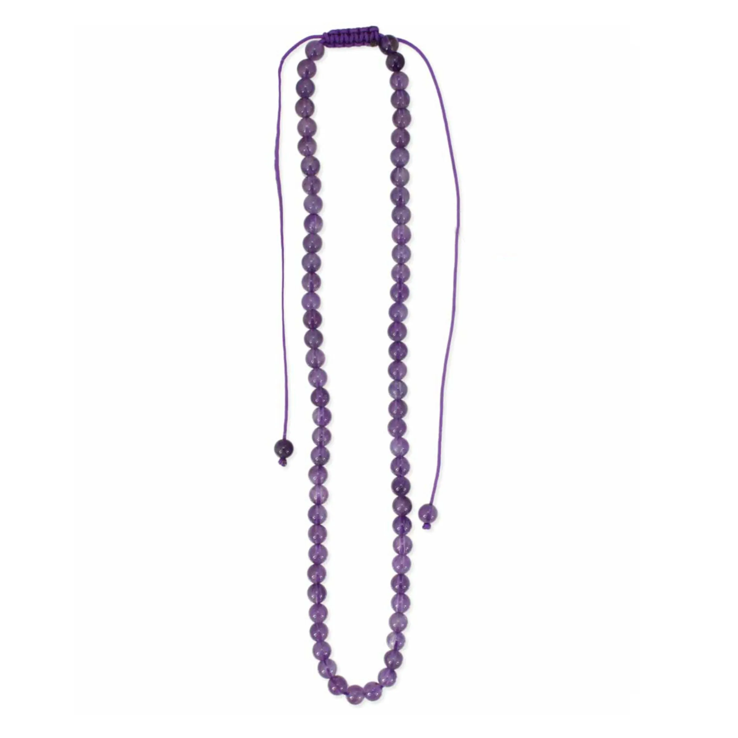 Amethyst Beaded Pull Cord Necklace