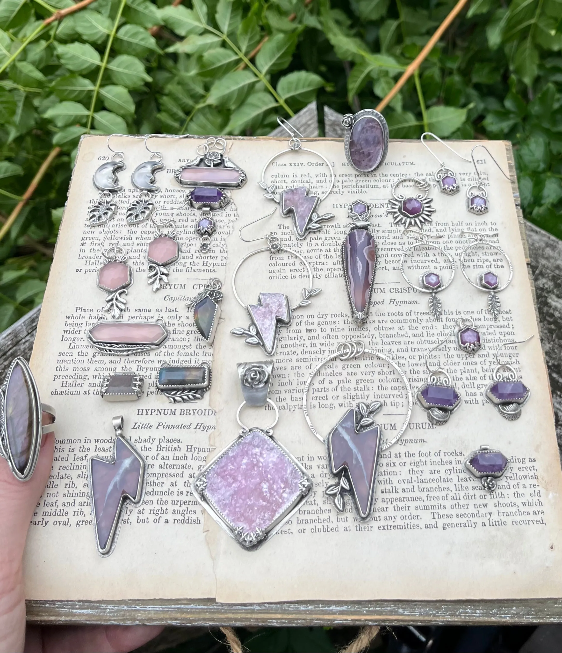 Amethyst Crystal and Flower Necklace