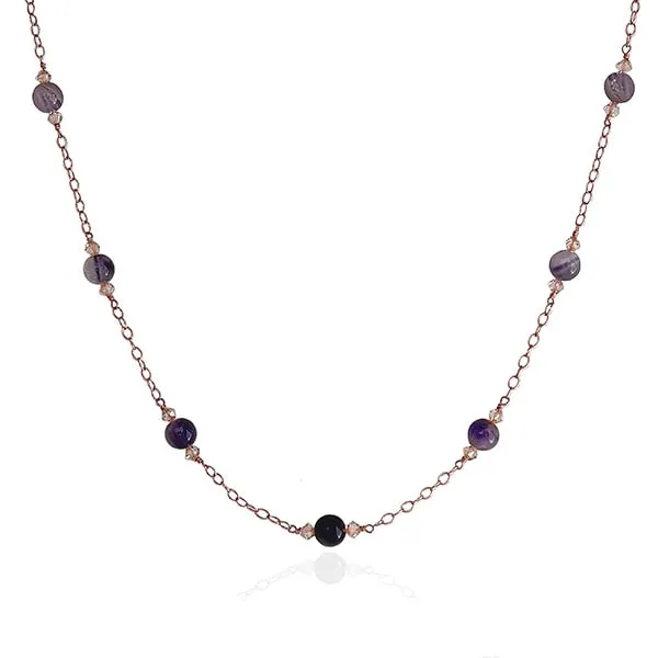Amethyst Gem Ombre Style Rose Gold Necklace & Earring Set