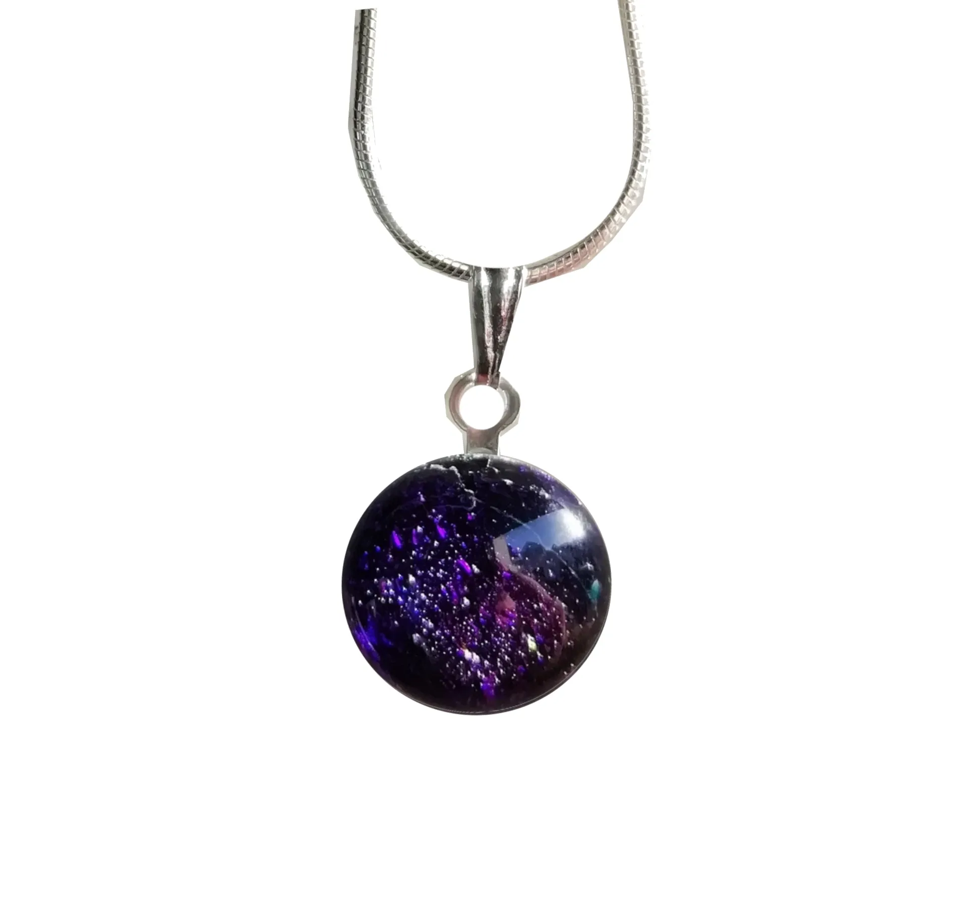 Amethyst Glass Dichroic Pendant Necklace