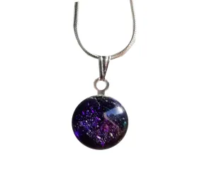 Amethyst Glass Dichroic Pendant Necklace