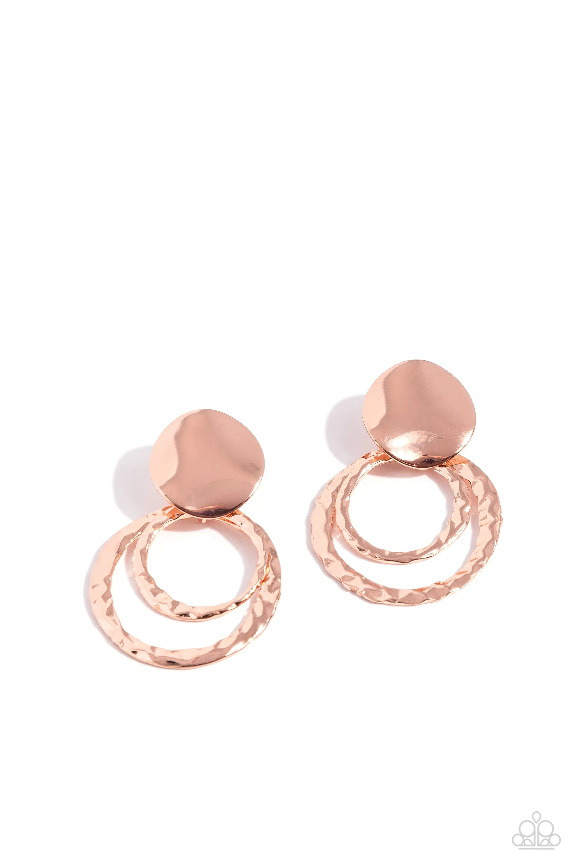 Ancient Arts - Copper - Textured Hoop Paparazzi Post Earrings