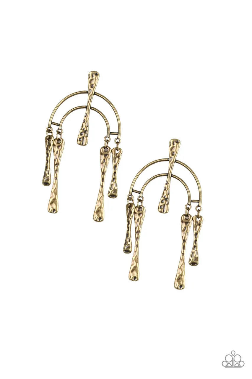 ArtiFACTS of Life Brass Paparazzi Earrings