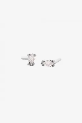Astral Stud Earrings - Silver/Rose Quartz