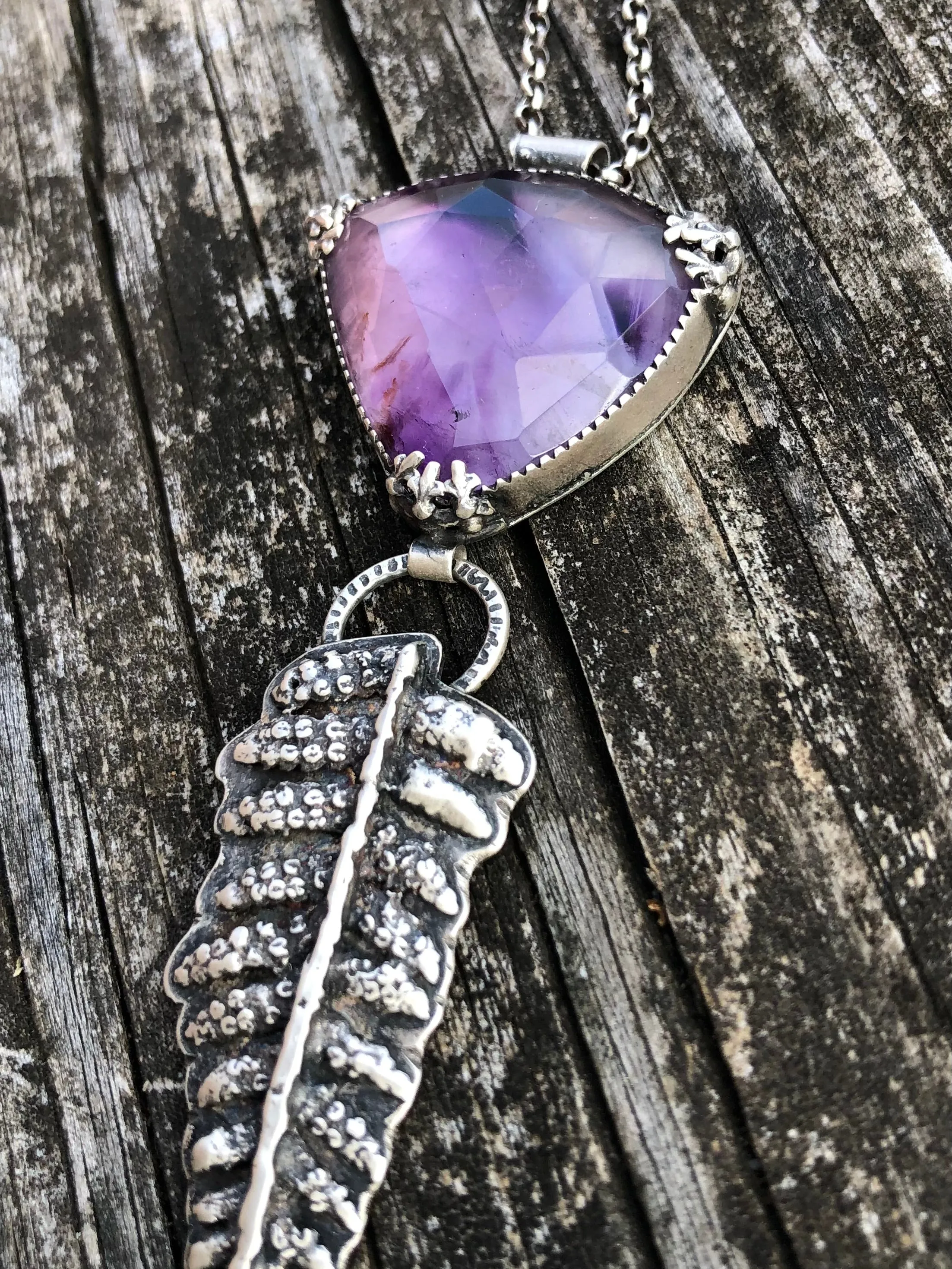 Atomic Amethyst And Fern Statement Necklace