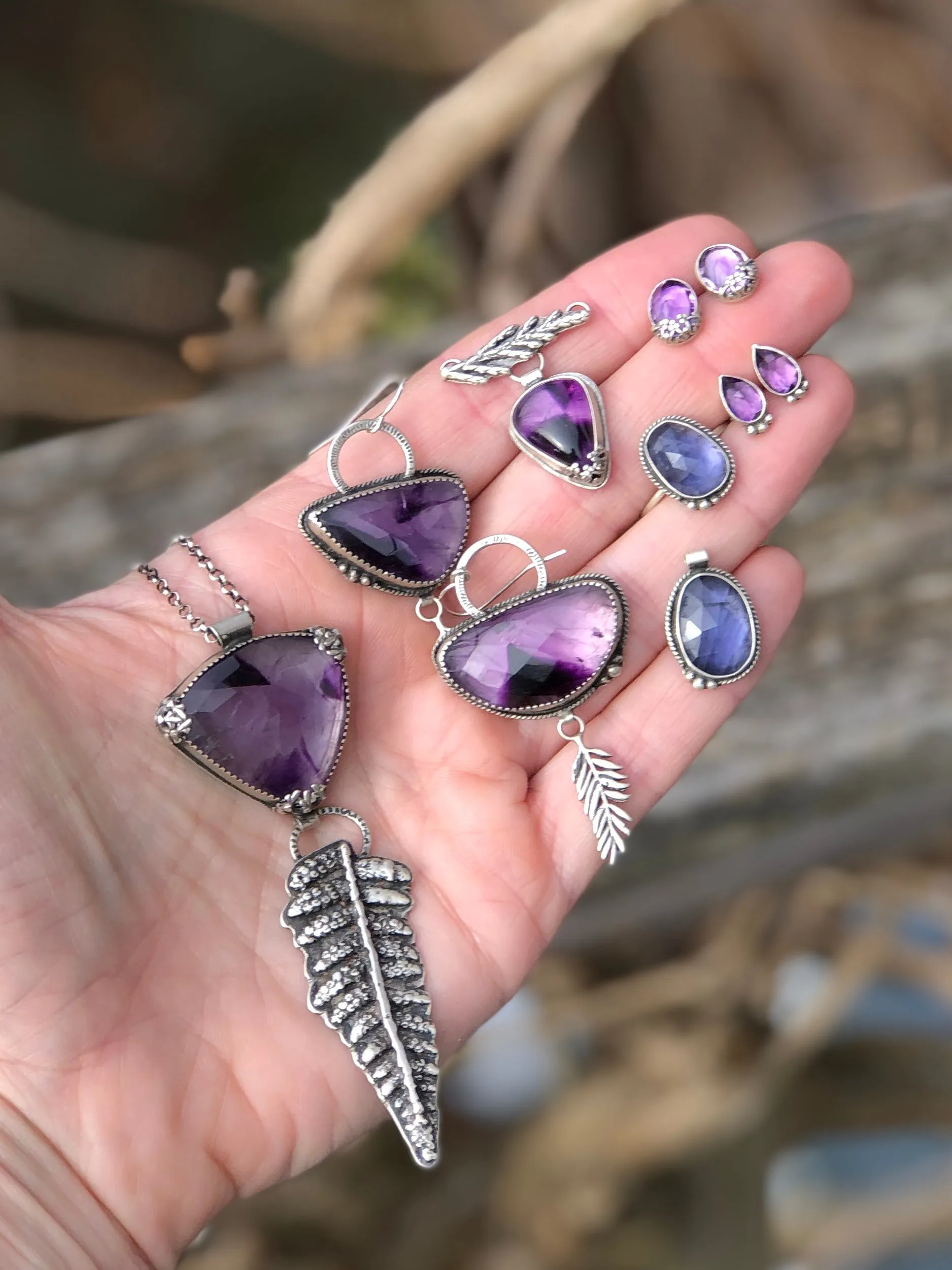 Atomic Amethyst And Fern Statement Necklace