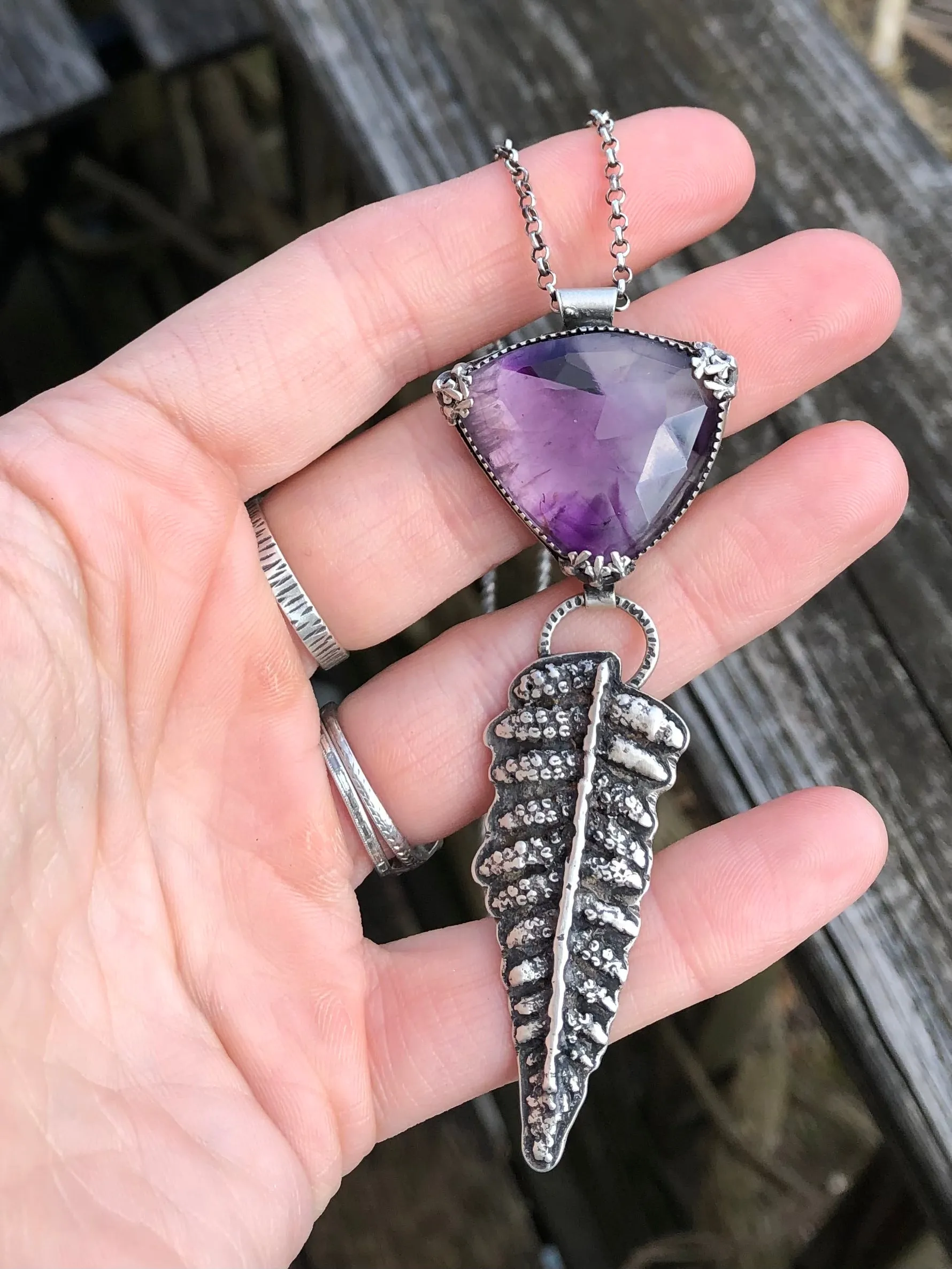 Atomic Amethyst And Fern Statement Necklace