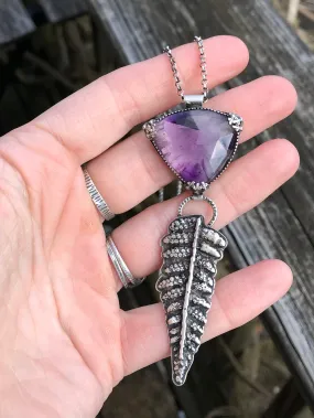 Atomic Amethyst And Fern Statement Necklace