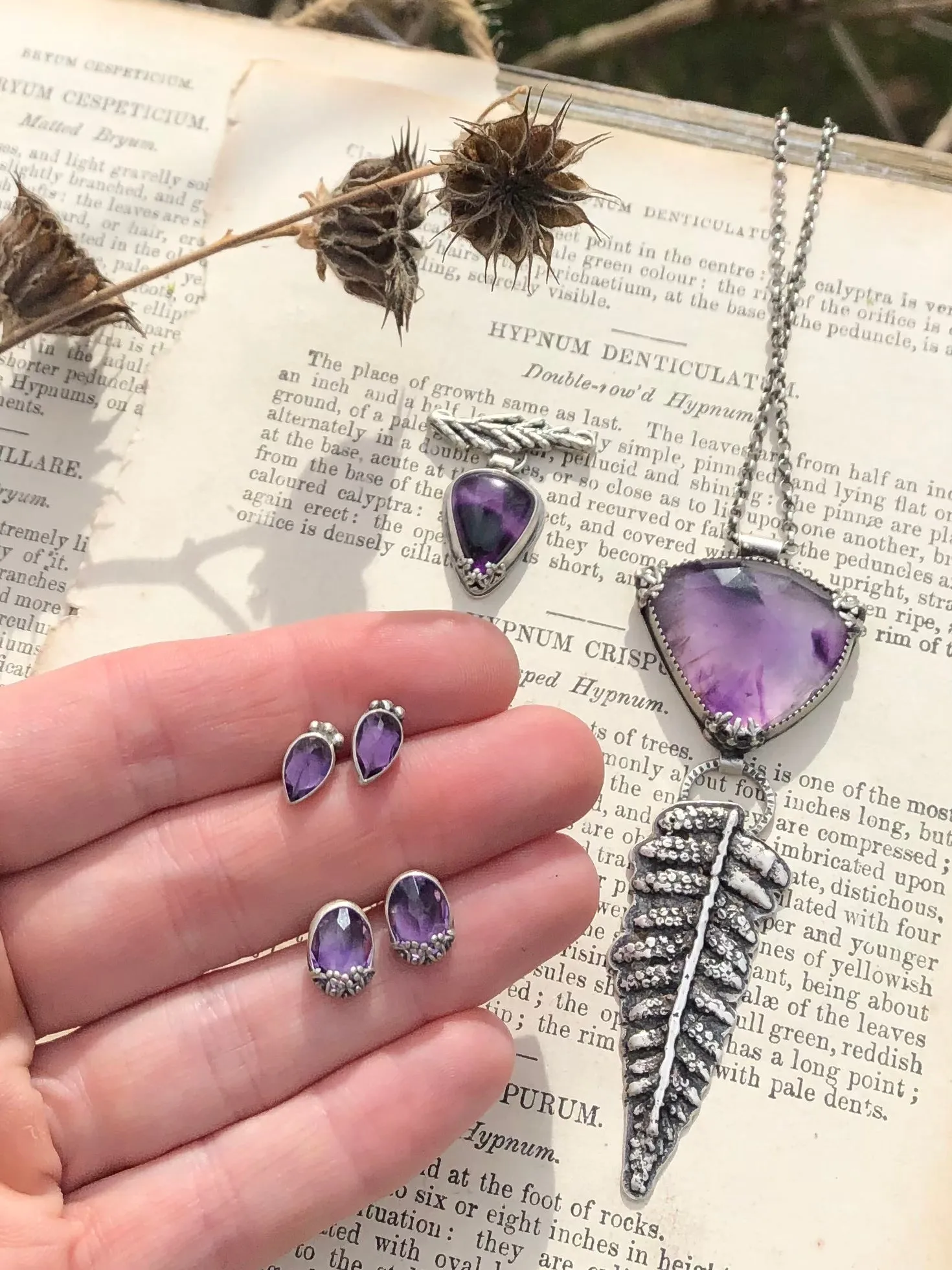 Atomic Amethyst And Fern Statement Necklace