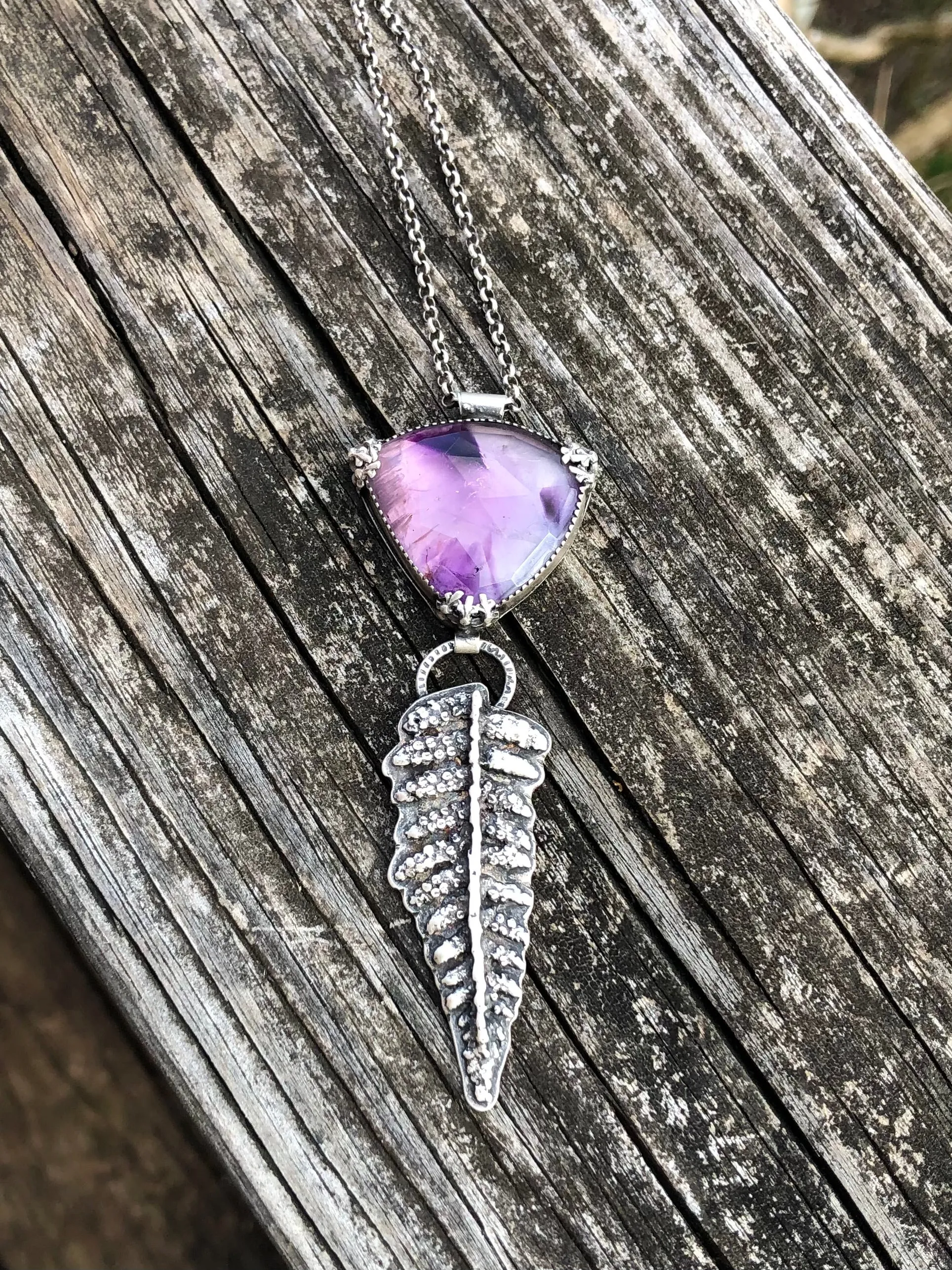 Atomic Amethyst And Fern Statement Necklace
