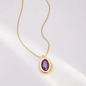 Aura Amethyst Gold Locket Necklace