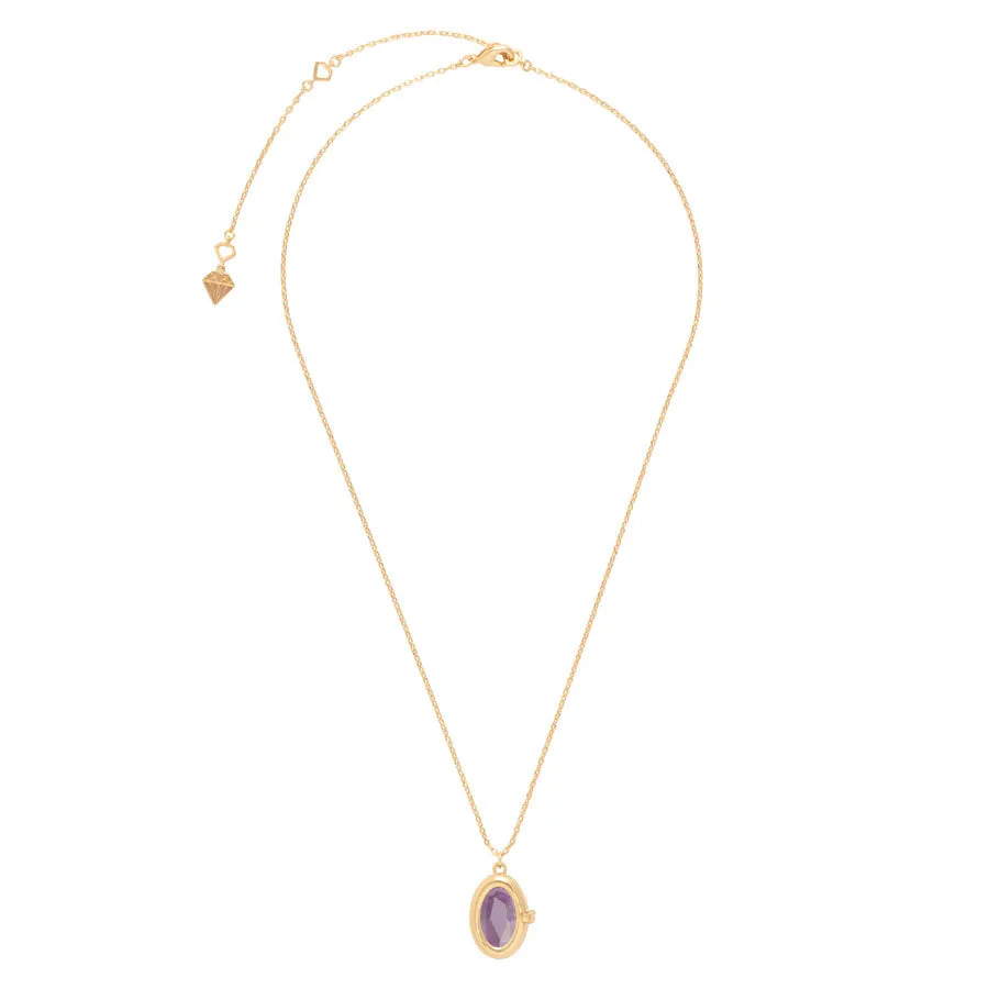 Aura Amethyst Gold Locket Necklace