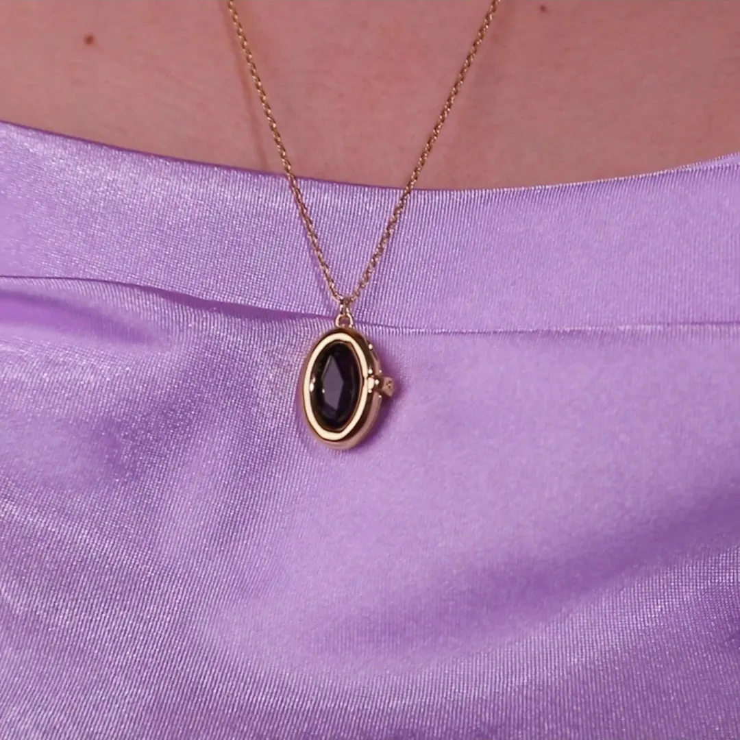 Aura Amethyst Gold Locket Necklace