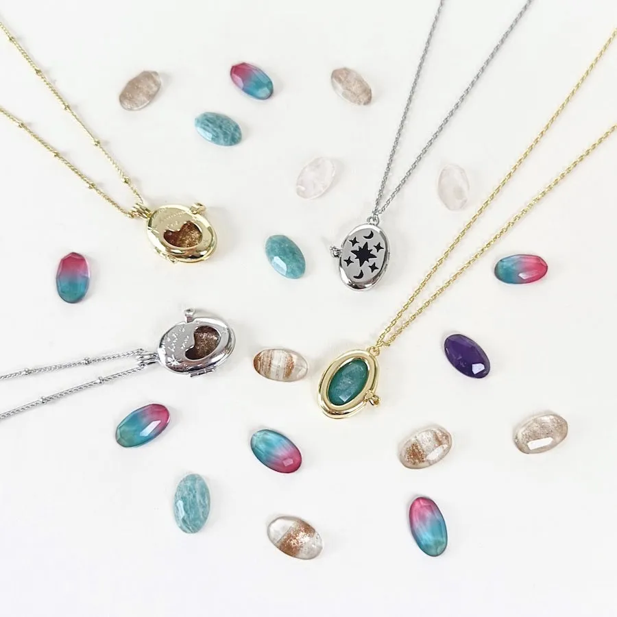 Aura Amethyst Gold Locket Necklace