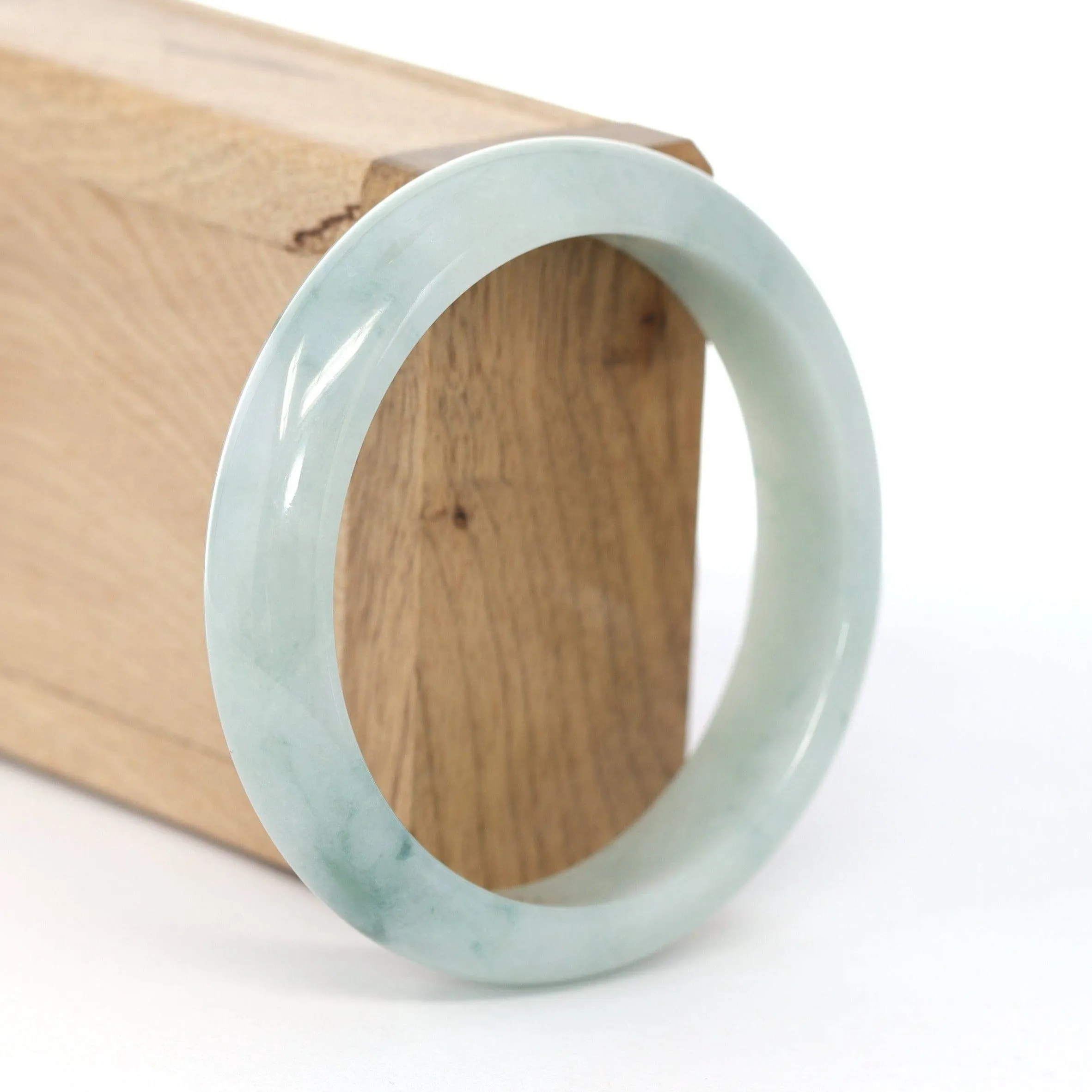 Baikalla "Classic Bangle" Ice Blue Green Jadeite Jade Bangle ( 57.91 mm ) #600