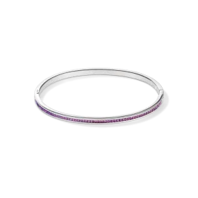 Bangle stainless steel silver & crystals pavé amethyst