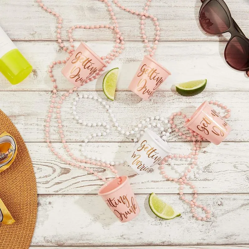 Beaded Bridal Shot Glass Necklaces for Bachelorette Party Supplies (12-Pack)
