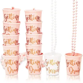 Beaded Bridal Shot Glass Necklaces for Bachelorette Party Supplies (12-Pack)