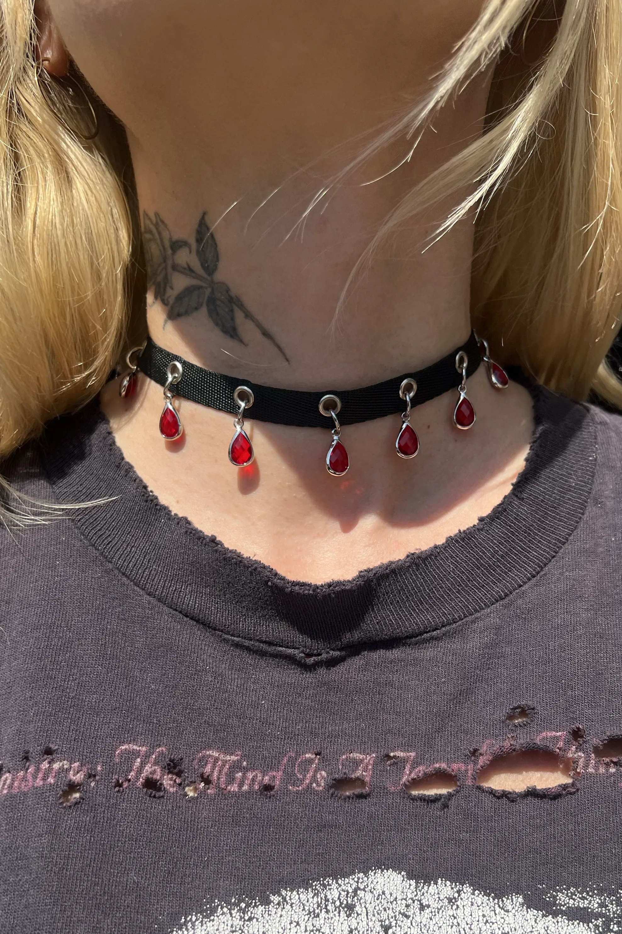 Blood Drop Grommet Tape Choker