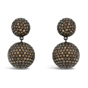 Brown Zircon Ball Earrings