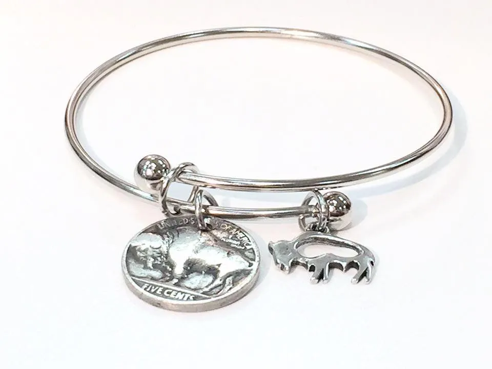 Buffalo Nickel Bangle with Charm