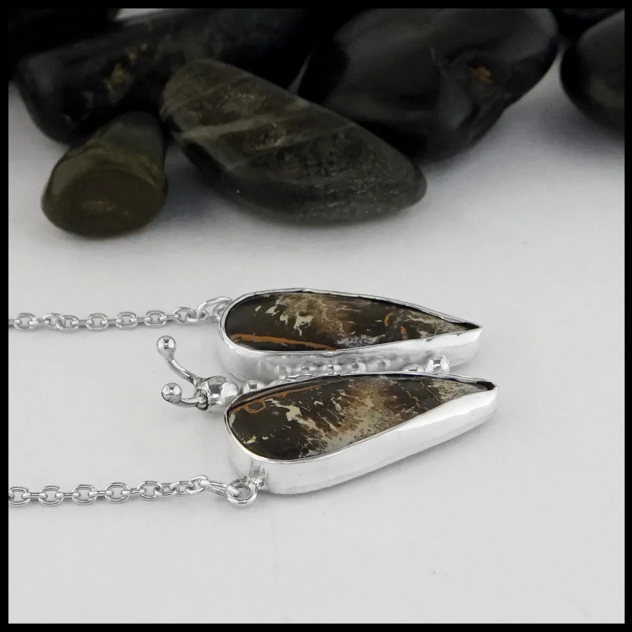 Butterfly Pendant with Bumblebee Jasper