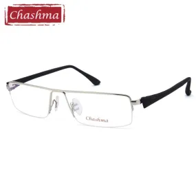 Chashma Men's Semi Rim Square Big Titanium Alloy Tr 90 Eyeglasses 8157