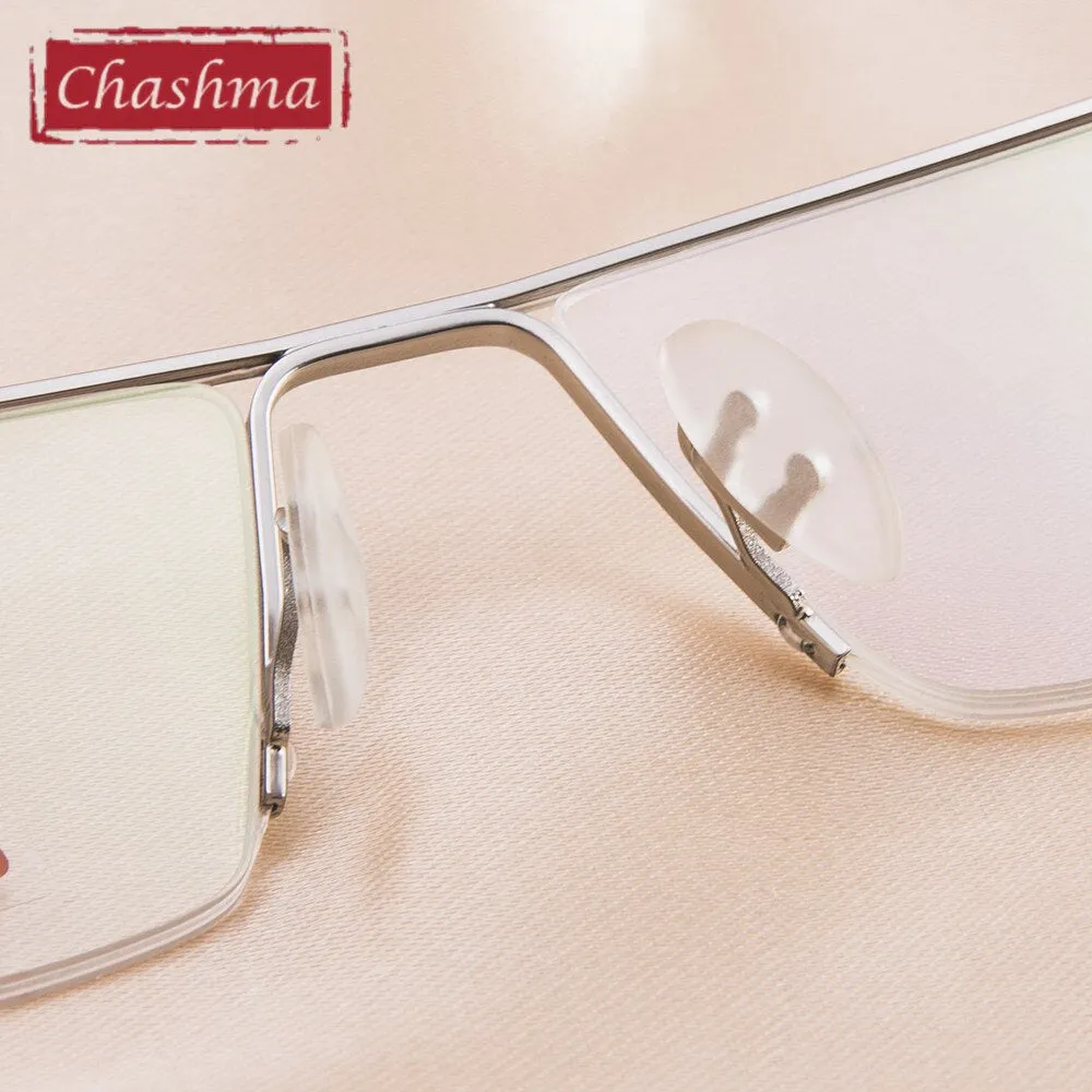 Chashma Men's Semi Rim Square Big Titanium Alloy Tr 90 Eyeglasses 8157
