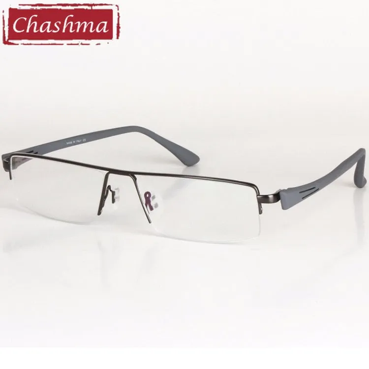 Chashma Men's Semi Rim Square Big Titanium Alloy Tr 90 Eyeglasses 8157