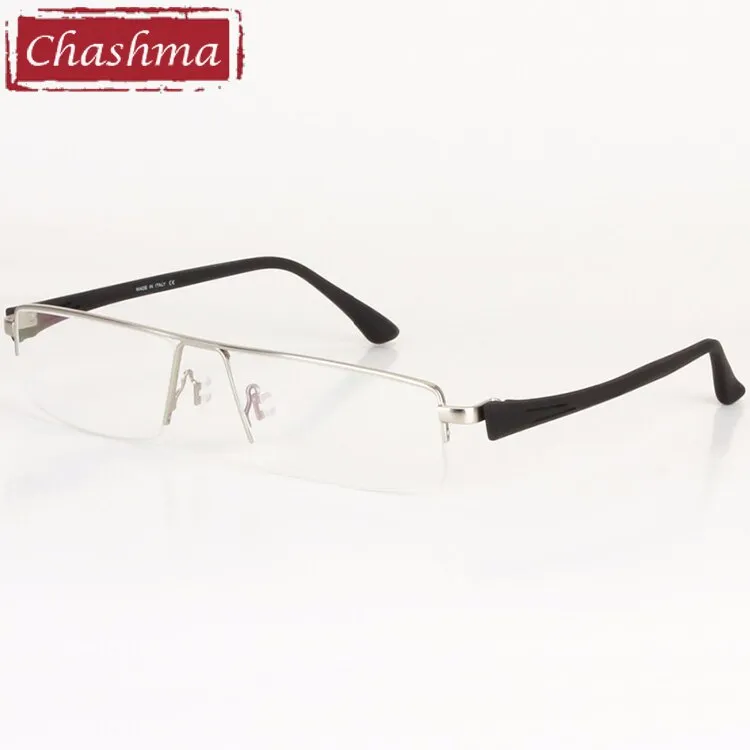 Chashma Men's Semi Rim Square Big Titanium Alloy Tr 90 Eyeglasses 8157