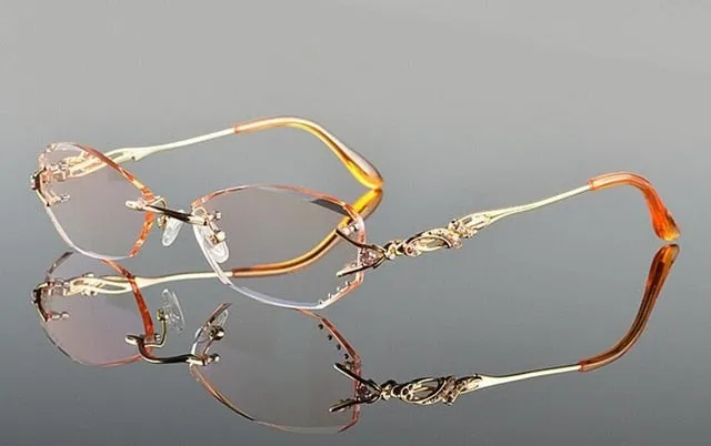 Chashma Tint Lenses Glasses Diamond Cutting Rimless Titanium 8036 B