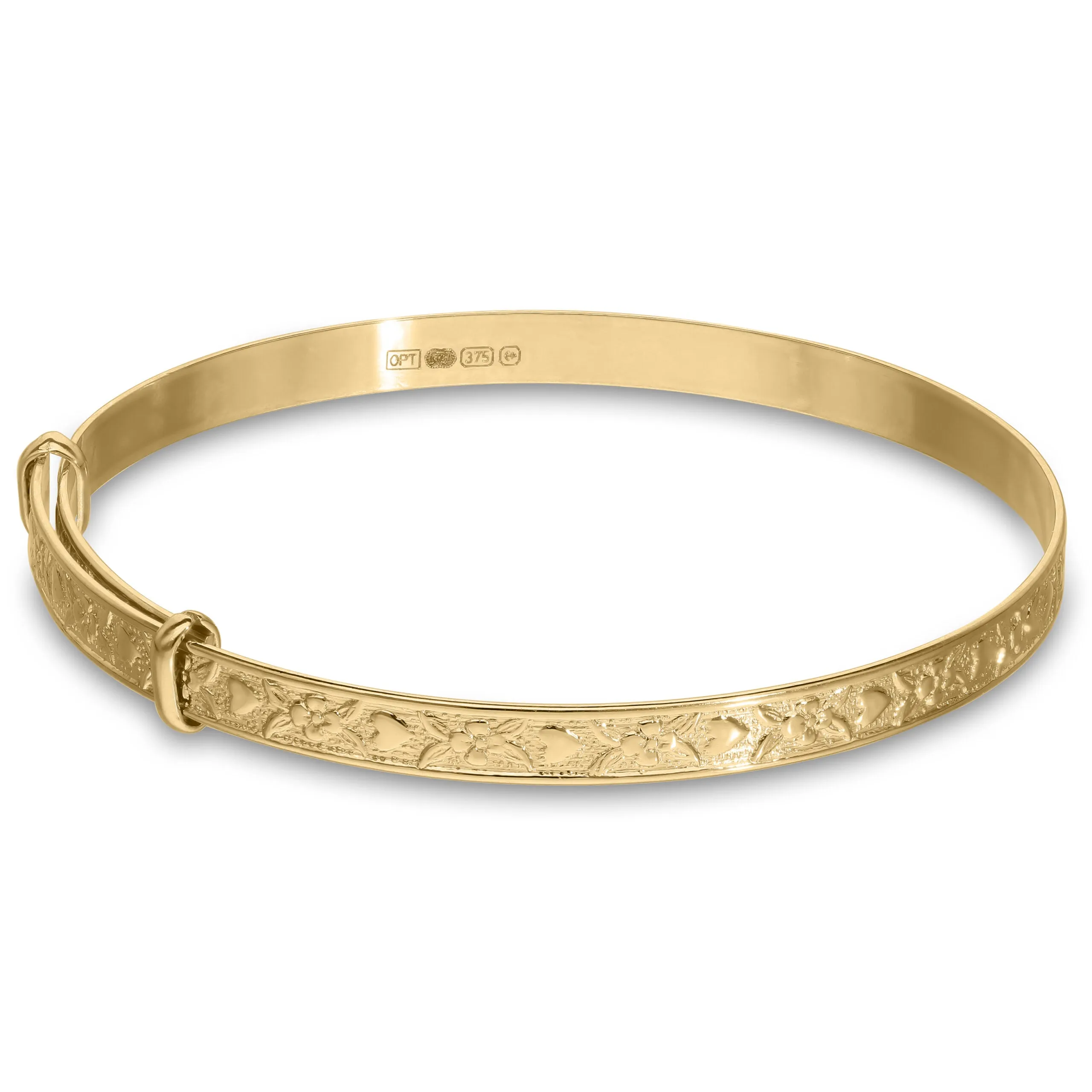 Children's 9ct Gold Flower Baby Bangle (0-1 years)