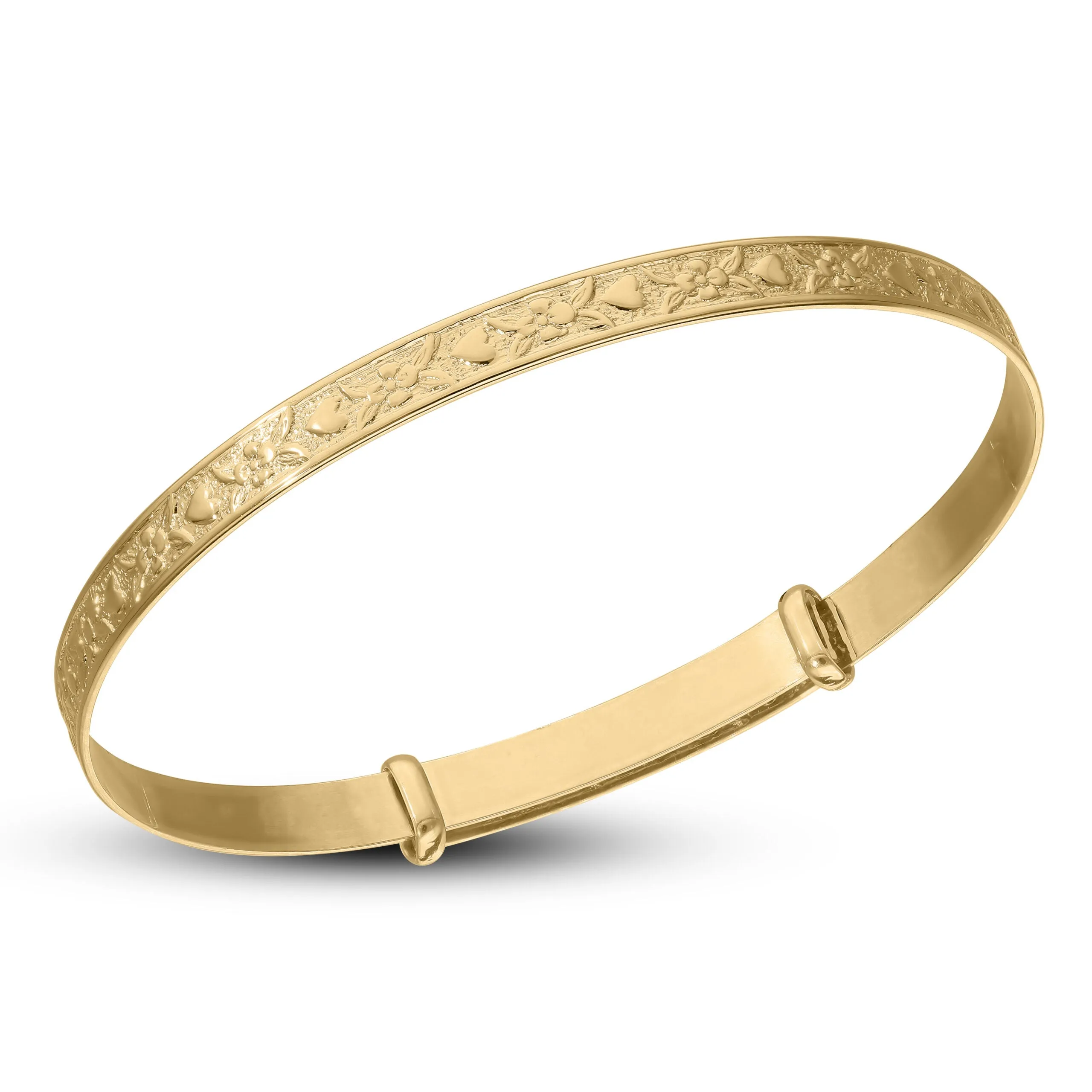 Children's 9ct Gold Flower Baby Bangle (0-1 years)