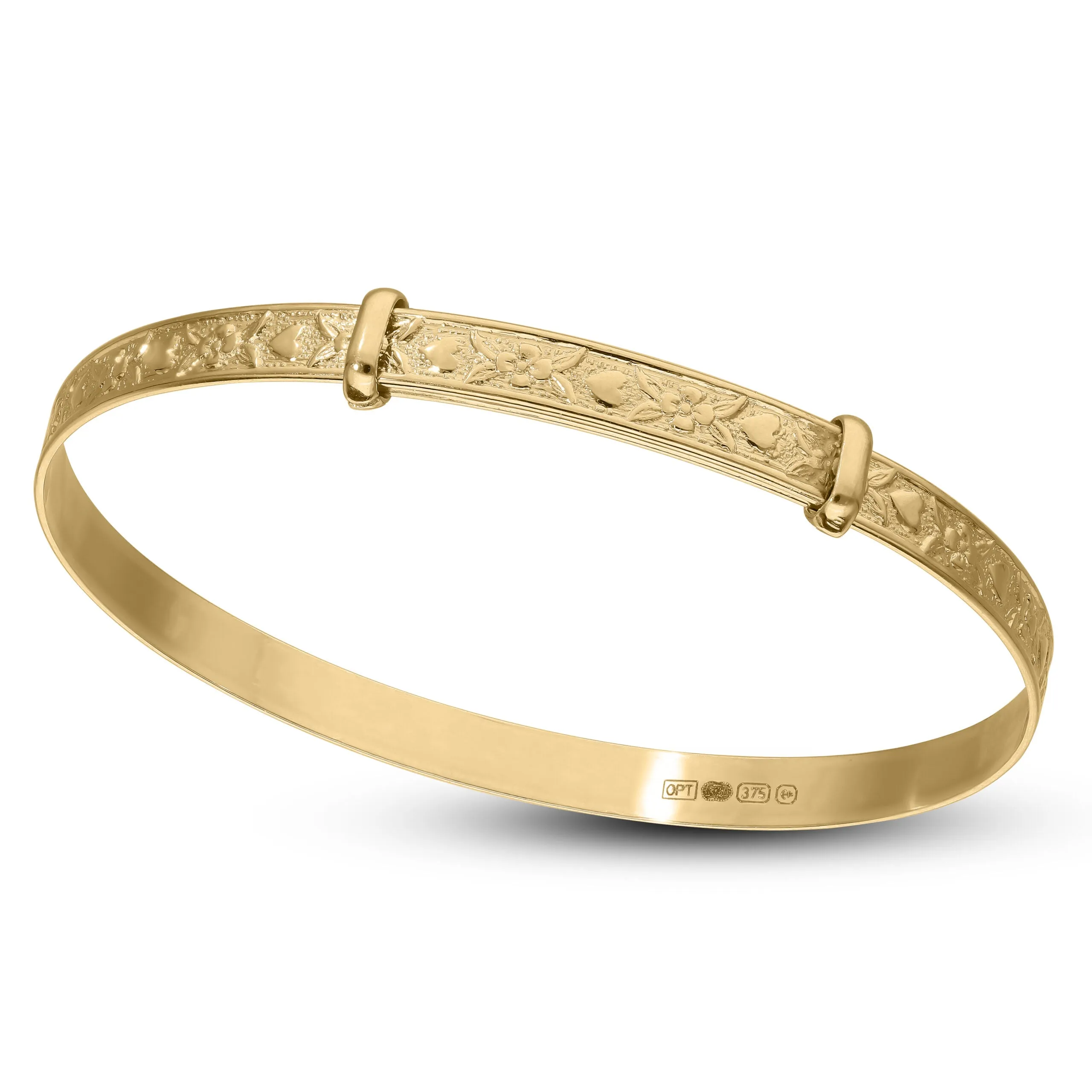Children's 9ct Gold Flower Baby Bangle (0-1 years)
