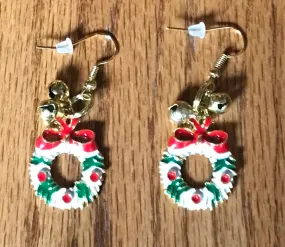 Christmas dangle earrings, alloy charms, Santa, snowman, gift, tree, stocking, mittens, snowflakes, wreath, bells, gifts, stocking stuffers, fast shipping