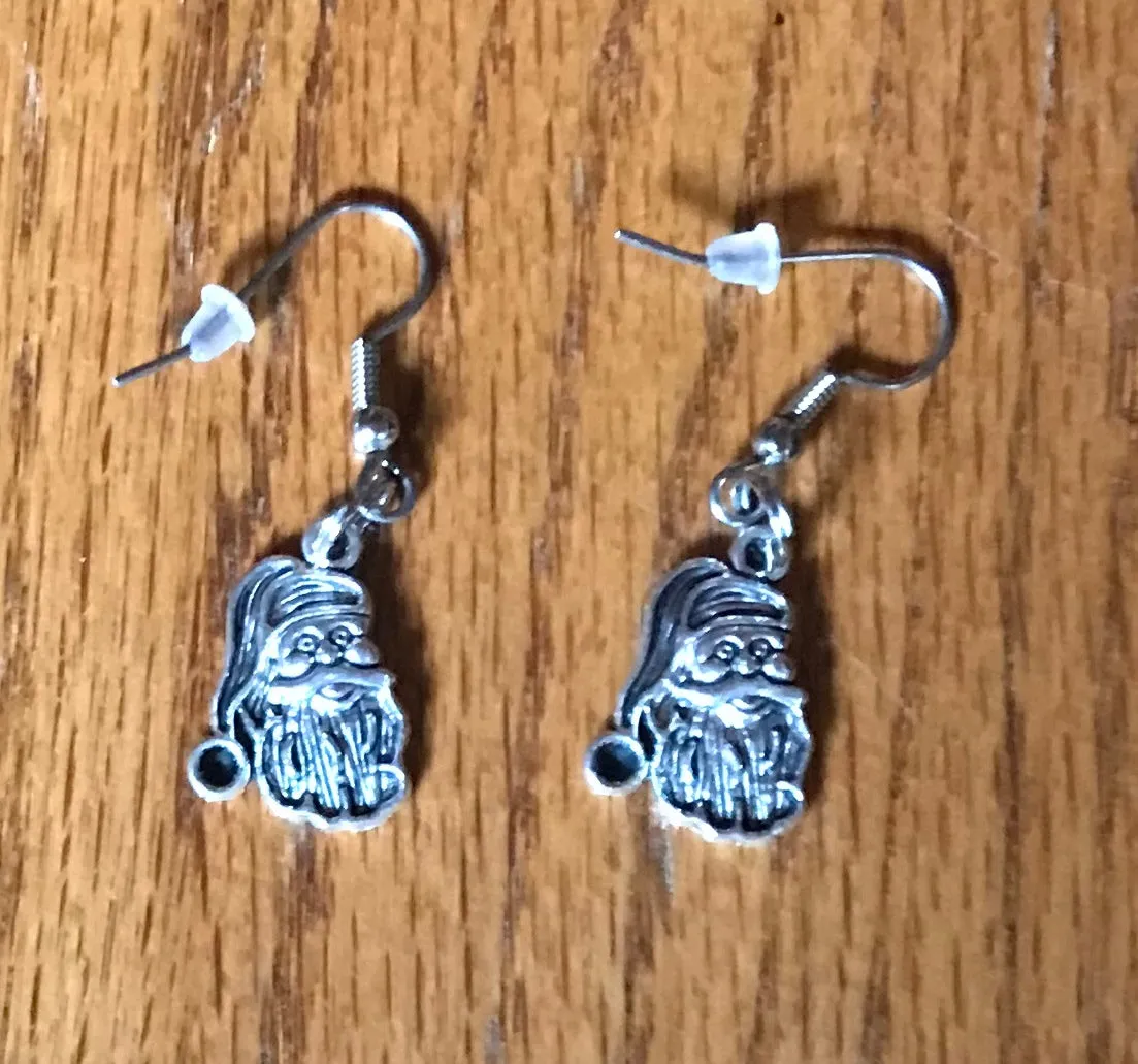 Christmas dangle earrings, alloy charms, Santa, snowman, gift, tree, stocking, mittens, snowflakes, wreath, bells, gifts, stocking stuffers, fast shipping