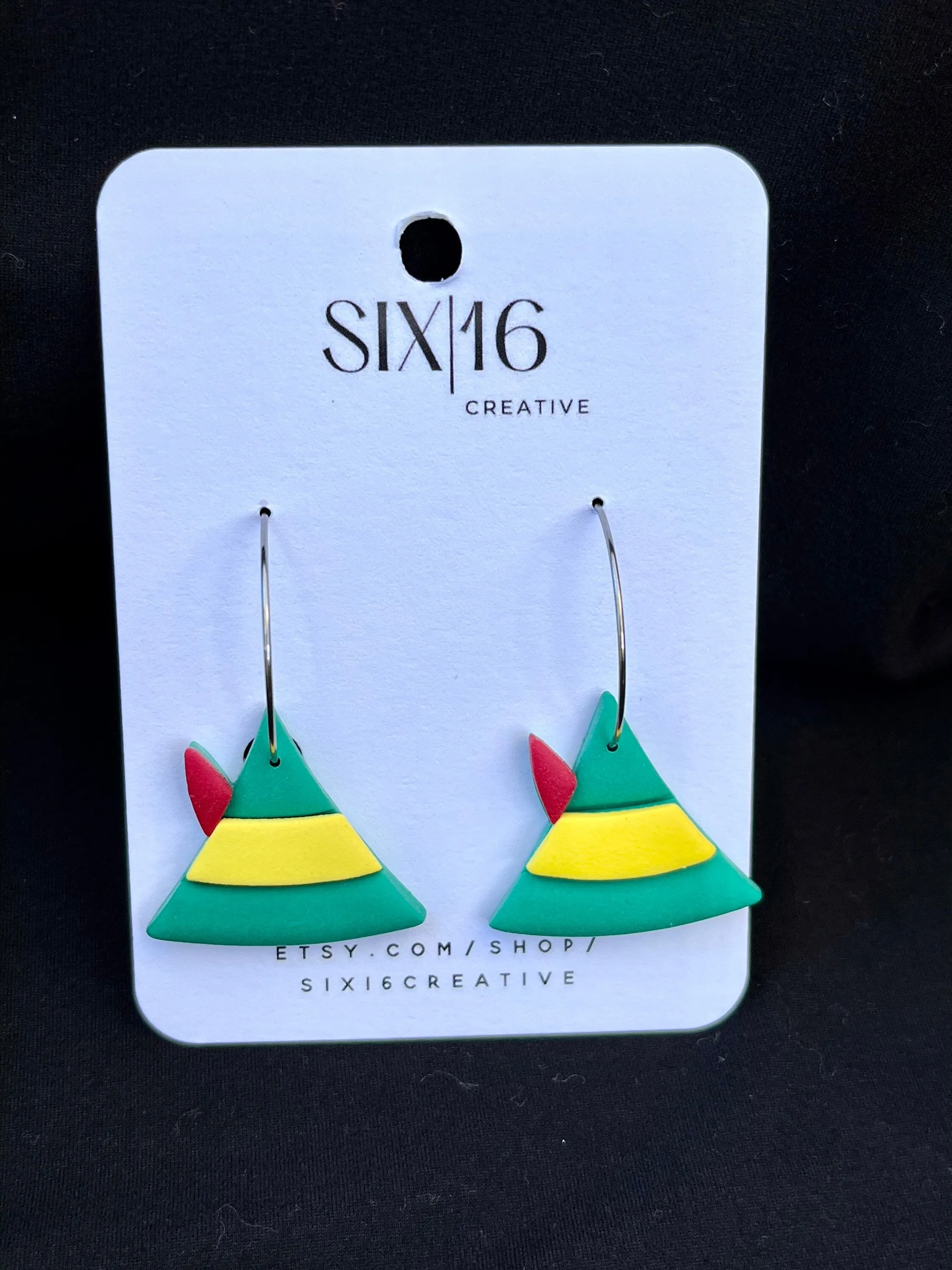 Christmas Elf Hat Polymer Clay Earrings