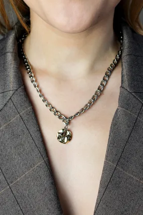 Chunky chain necklace  with Gold Pedant