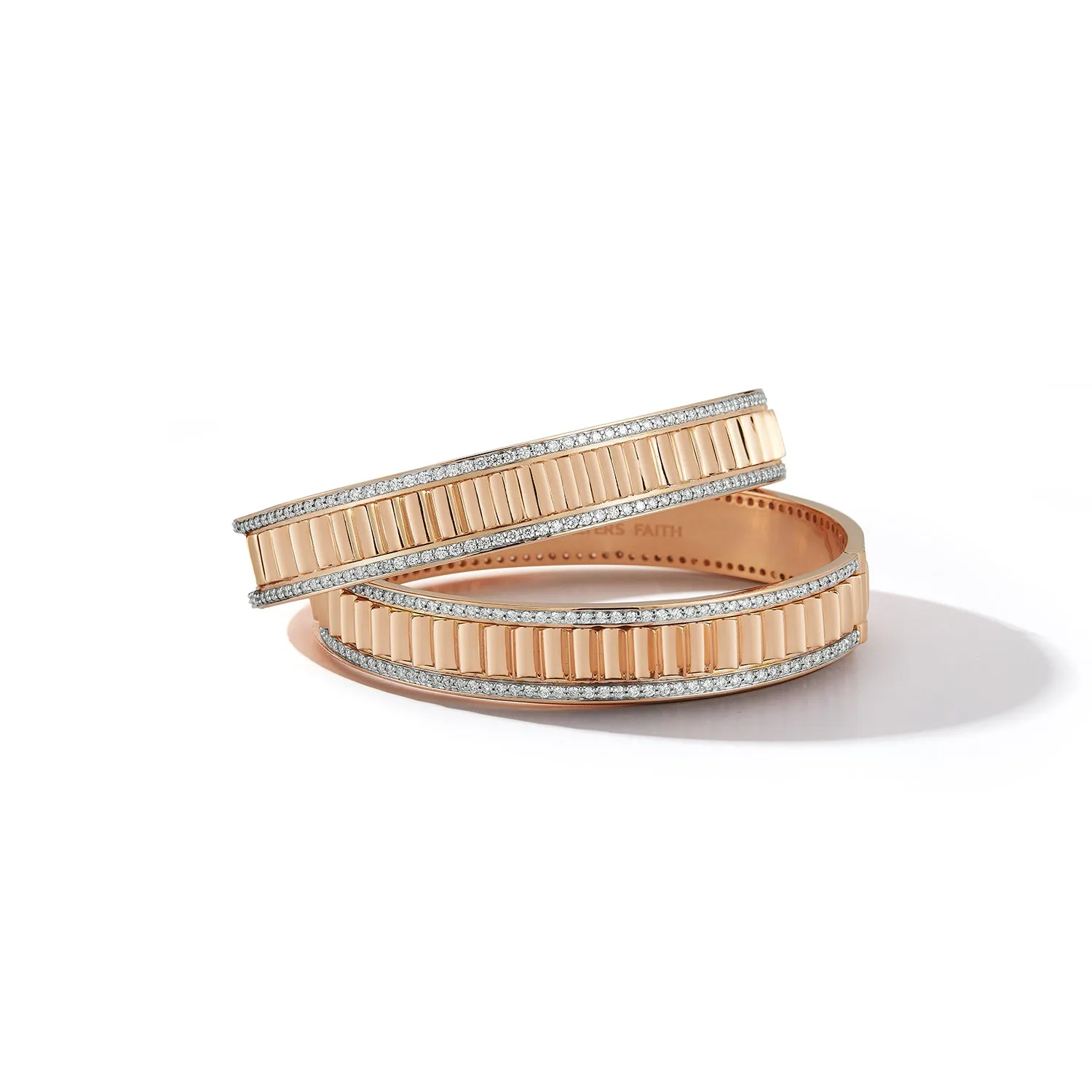 CLIVE 18K GOLD AND DIAMOND EDGE FLUTED CUFF BANGLE