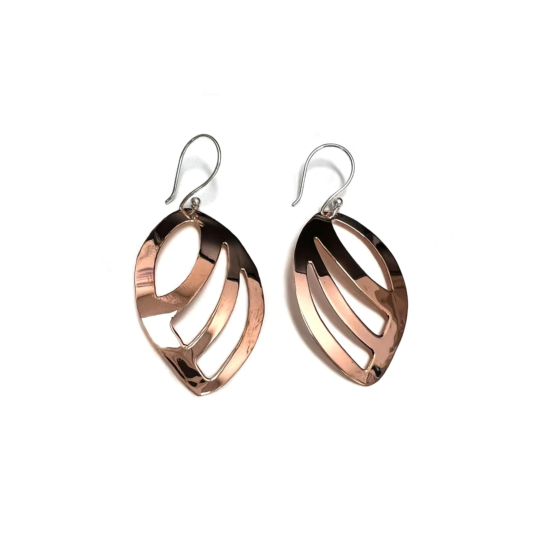 Copper Large Leaf Shape Dangle Earrings