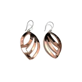 Copper Large Leaf Shape Dangle Earrings